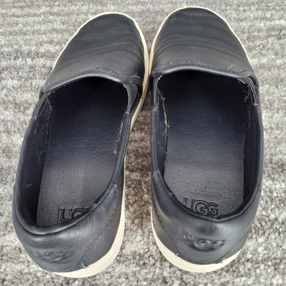 UGG‎ Jass Black Leather Slip On Platform Sneakers 1105712 Womens 7